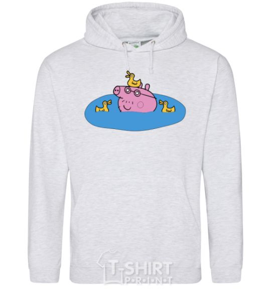 Men`s hoodie Papa Pig and the Ducks sport-grey фото