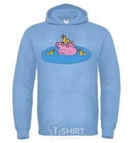 Men`s hoodie Papa Pig and the Ducks sky-blue фото