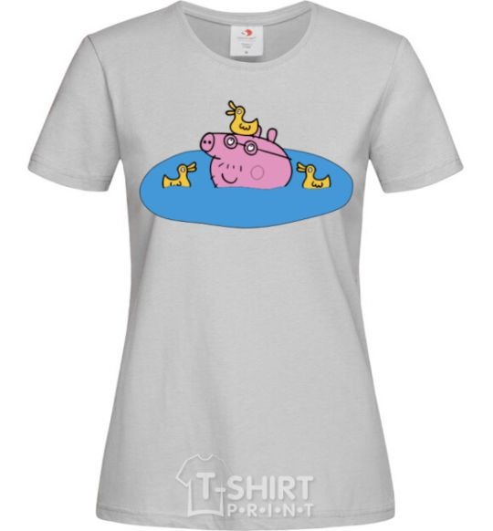 Women's T-shirt Papa Pig and the Ducks grey фото