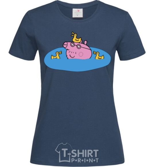 Women's T-shirt Papa Pig and the Ducks navy-blue фото