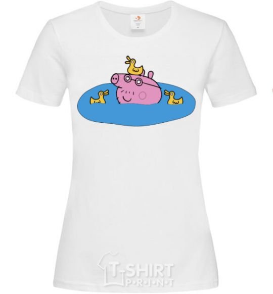 Women's T-shirt Papa Pig and the Ducks White фото