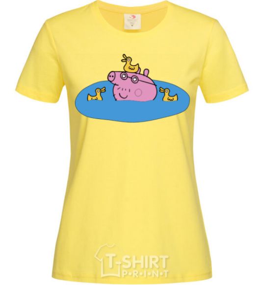 Women's T-shirt Papa Pig and the Ducks cornsilk фото
