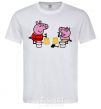 Men's T-Shirt Peppa and George at the beach White фото