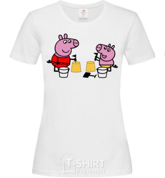 Women's T-shirt Peppa and George at the beach White фото