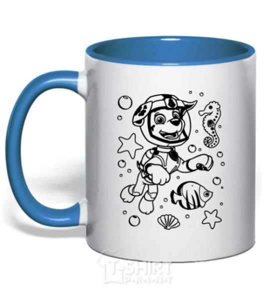 Mug with a colored handle Marshall Underwater World royal-blue фото