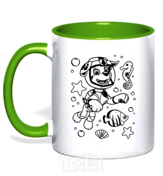 Mug with a colored handle Marshall Underwater World kelly-green фото