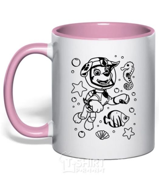 Mug with a colored handle Marshall Underwater World light-pink фото