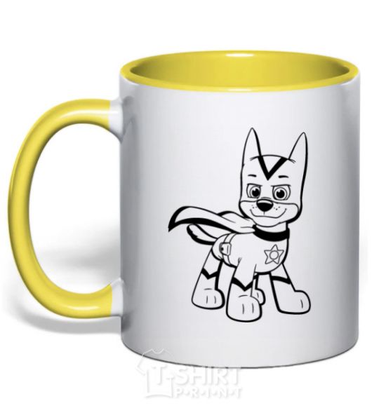 Mug with a colored handle Super Chase yellow фото
