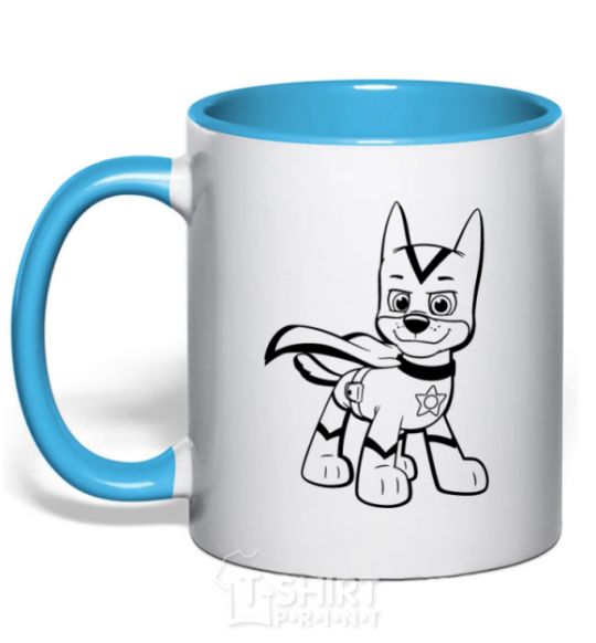 Mug with a colored handle Super Chase sky-blue фото