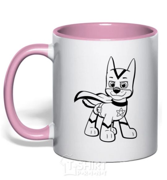 Mug with a colored handle Super Chase light-pink фото