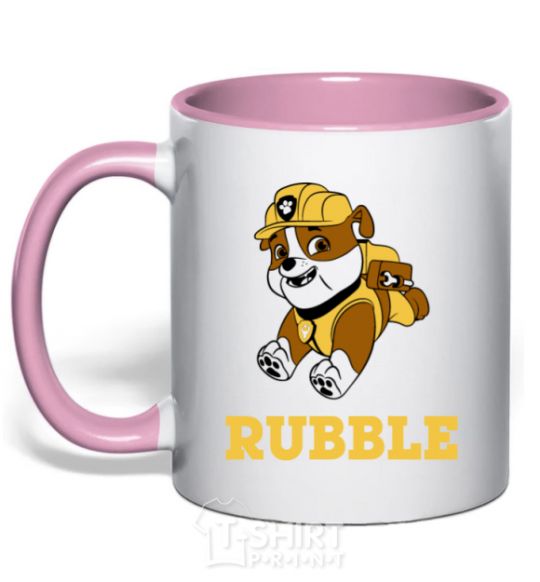Mug with a colored handle Rubble light-pink фото