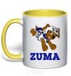 Mug with a colored handle Zuma yellow фото