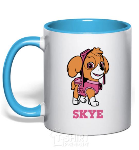 Mug with a colored handle Skye sky-blue фото