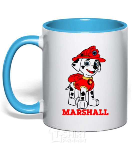 Mug with a colored handle Marshall sky-blue фото