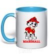 Mug with a colored handle Marshall sky-blue фото