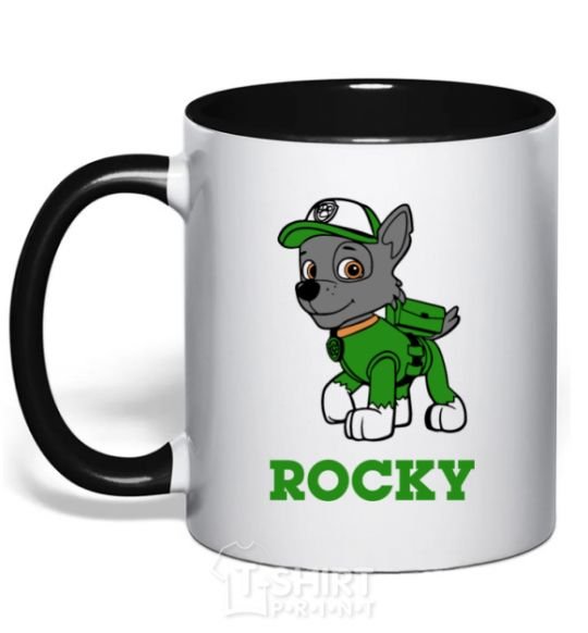 Mug with a colored handle Rocky black фото