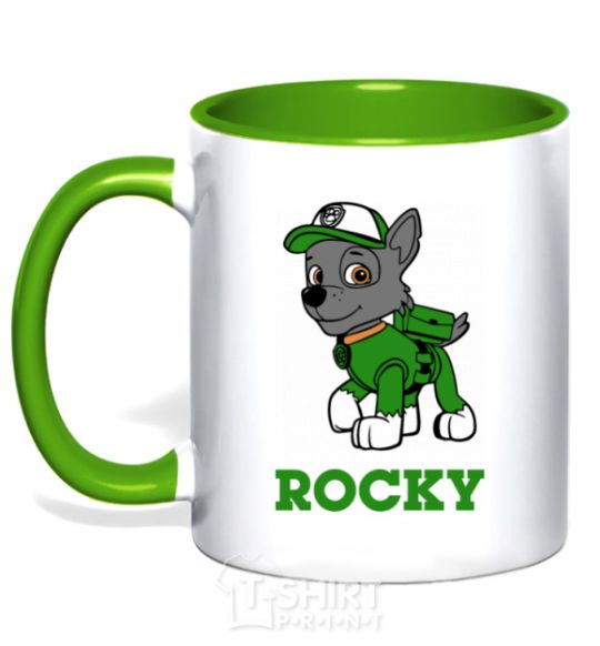 Mug with a colored handle Rocky kelly-green фото