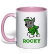 Mug with a colored handle Rocky light-pink фото