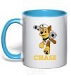 Mug with a colored handle Chase sky-blue фото