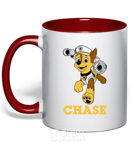 Mug with a colored handle Chase red фото