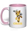 Mug with a colored handle Chase light-pink фото