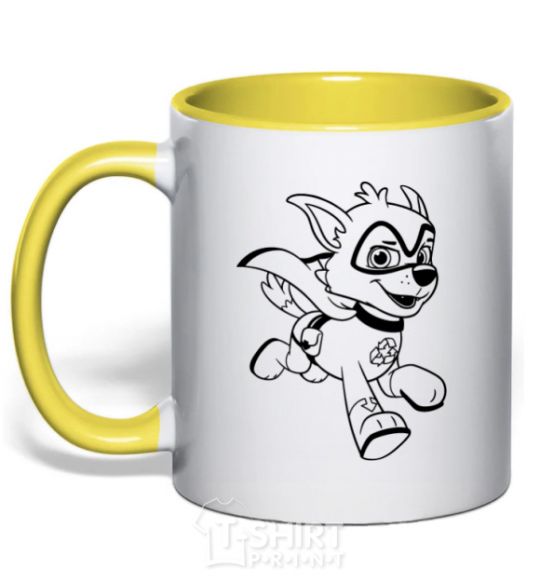 Mug with a colored handle Super Rocky yellow фото