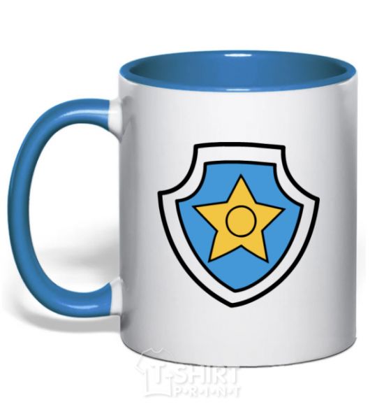 Mug with a colored handle Racer's badge royal-blue фото