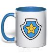 Mug with a colored handle Racer's badge royal-blue фото