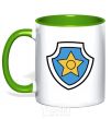 Mug with a colored handle Racer's badge kelly-green фото