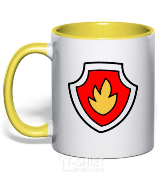 Mug with a colored handle Marshal's badge yellow фото
