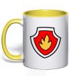 Mug with a colored handle Marshal's badge yellow фото