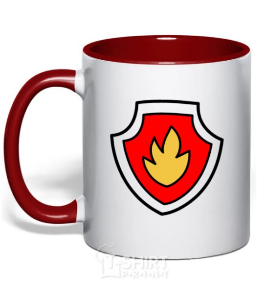 Mug with a colored handle Marshal's badge red фото