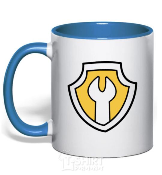 Mug with a colored handle Hardy's badge royal-blue фото