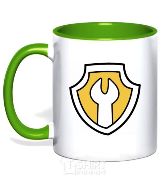Mug with a colored handle Hardy's badge kelly-green фото