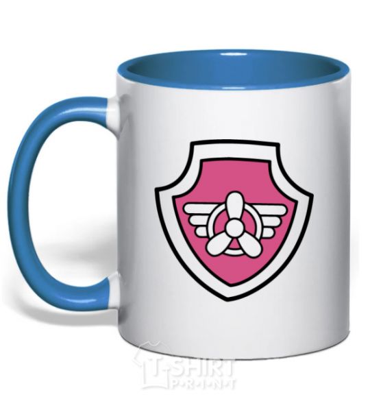 Mug with a colored handle Sky's badge royal-blue фото