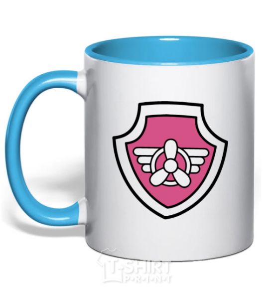 Mug with a colored handle Sky's badge sky-blue фото