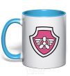 Mug with a colored handle Sky's badge sky-blue фото