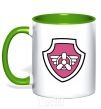 Mug with a colored handle Sky's badge kelly-green фото