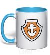 Mug with a colored handle Zuma's badge sky-blue фото