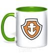 Mug with a colored handle Zuma's badge kelly-green фото