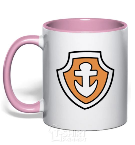 Mug with a colored handle Zuma's badge light-pink фото