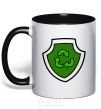 Mug with a colored handle Rocky's badge black фото