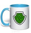 Mug with a colored handle Rocky's badge sky-blue фото