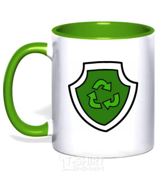 Mug with a colored handle Rocky's badge kelly-green фото