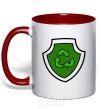 Mug with a colored handle Rocky's badge red фото