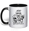 Mug with a colored handle Halloween Puppy Patrol black фото