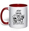 Mug with a colored handle Halloween Puppy Patrol red фото