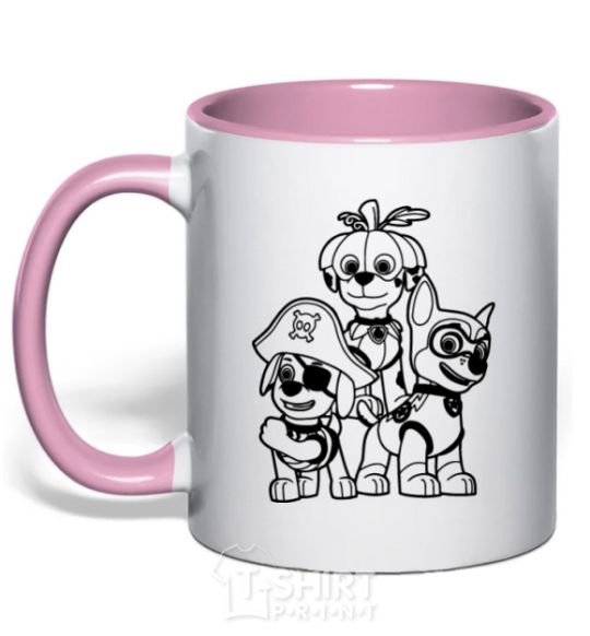 Mug with a colored handle Halloween Puppy Patrol light-pink фото