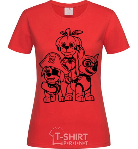 Women's T-shirt Halloween Puppy Patrol red фото