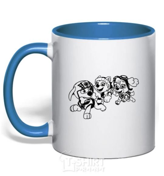 Mug with a colored handle Puppy Patrol play royal-blue фото